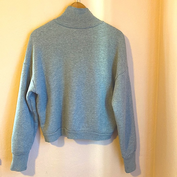 NSF Esme French Terry Sweater Gray Melange Half Button Up Pullover Small - Picture 9 of 16